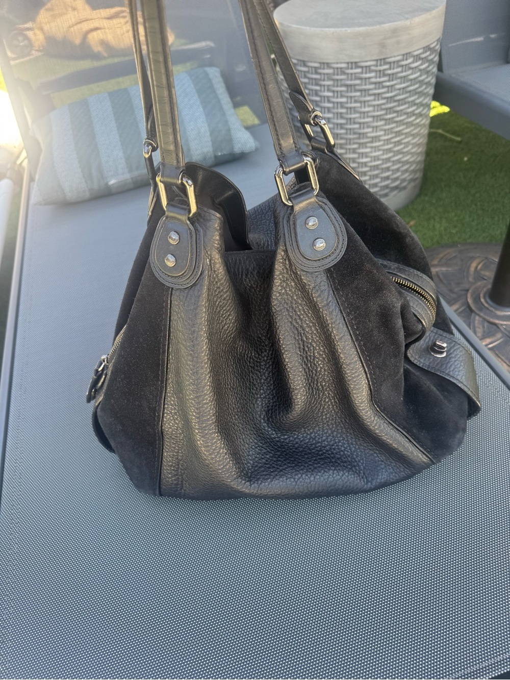 Coach Black Leather & Suede Tote